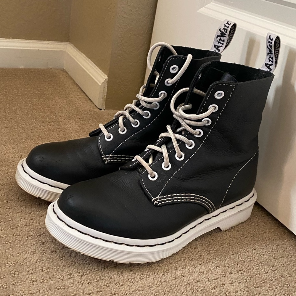Dr Martens 1460 Pascal Virginia black and white boots, size 7- Well Worn